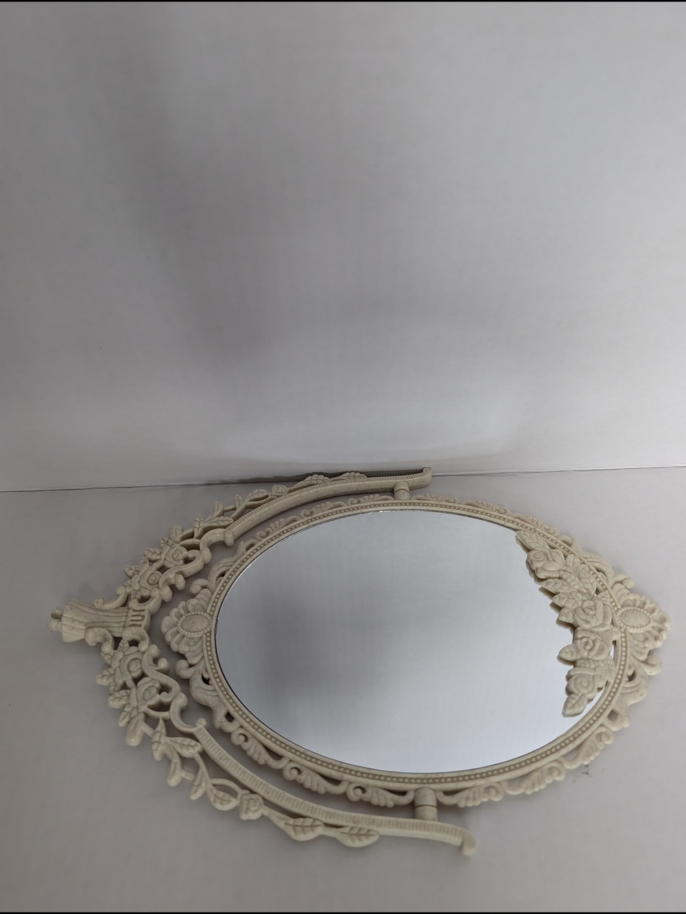 Ornate Oval Decorative Vanity Mirror - Cream